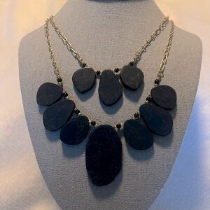 Natural Lapis Laluzi Stone Double Layer Statement Bib Necklace